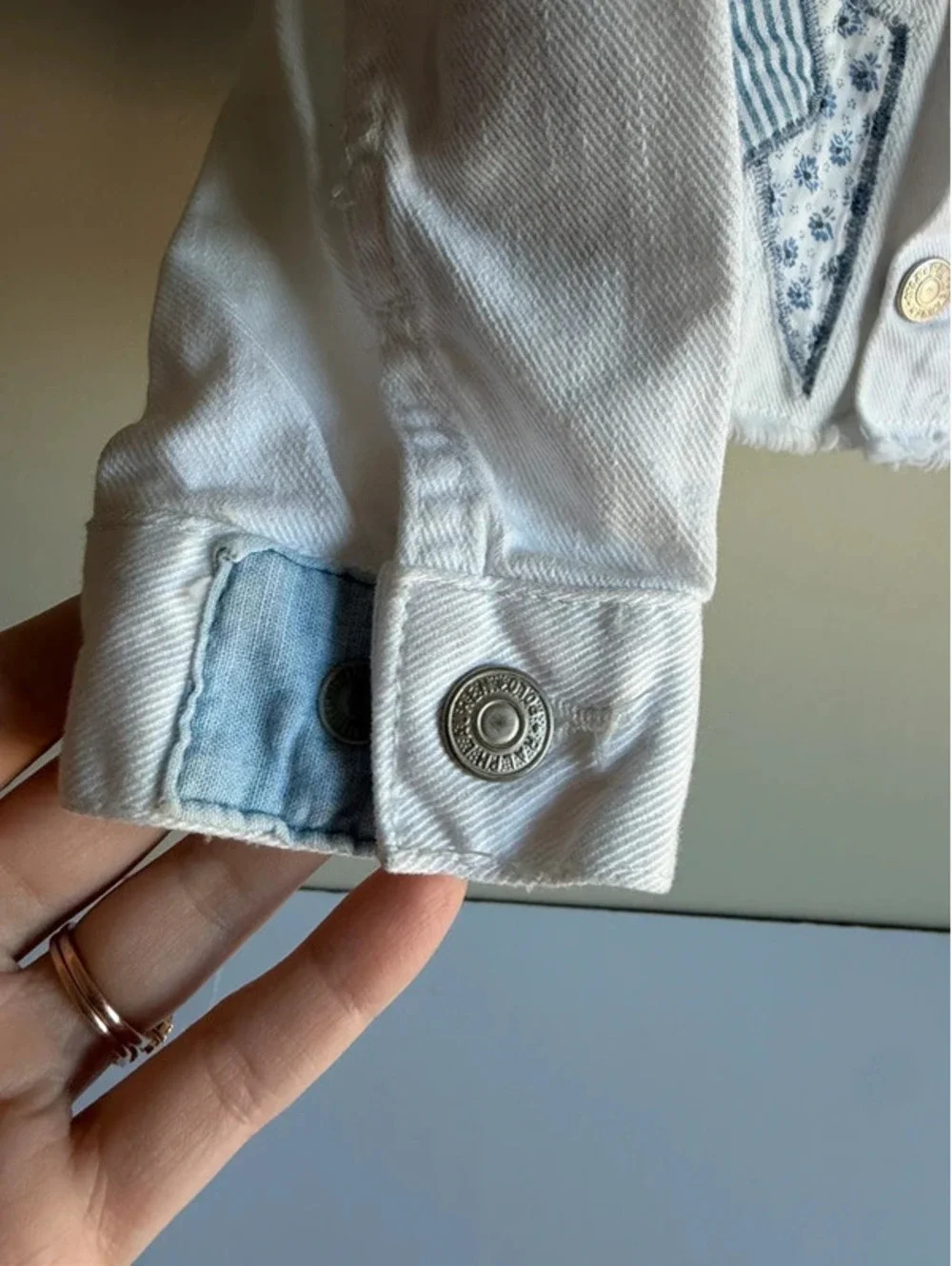 Polo Ralph Lauren White Patchwork Distressed Cropped Denim Jacket 2T